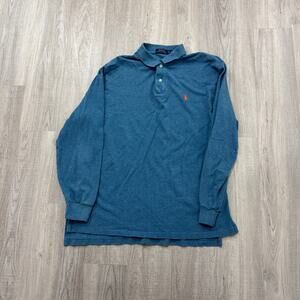 Polo Ralph Lauren Long Sleeve Polo Shirt Men's Extra Large Blue Preppy Pony Logo